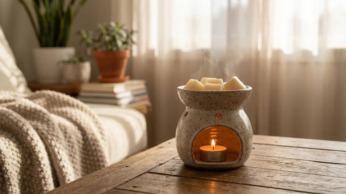 Fondants de cire parfumée en céramique avec bougie chauffe-plat pour aromathérapie maison