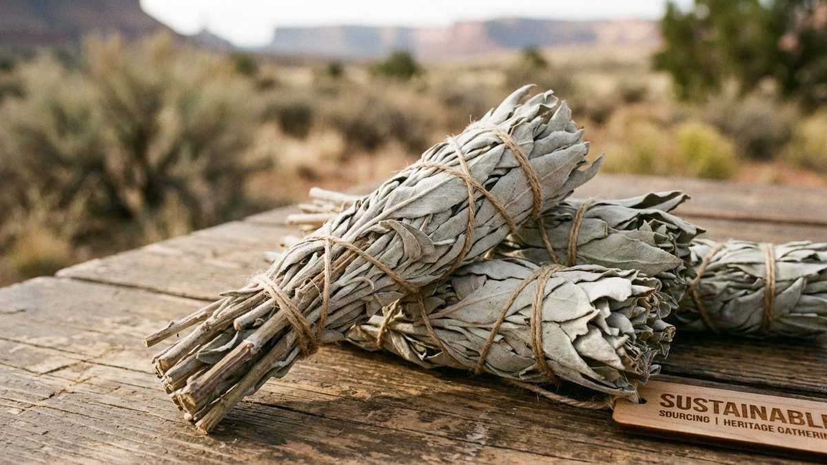 Sauge blanche authentique à brûler sur surface en bois naturel, conseils d'achat de qualité