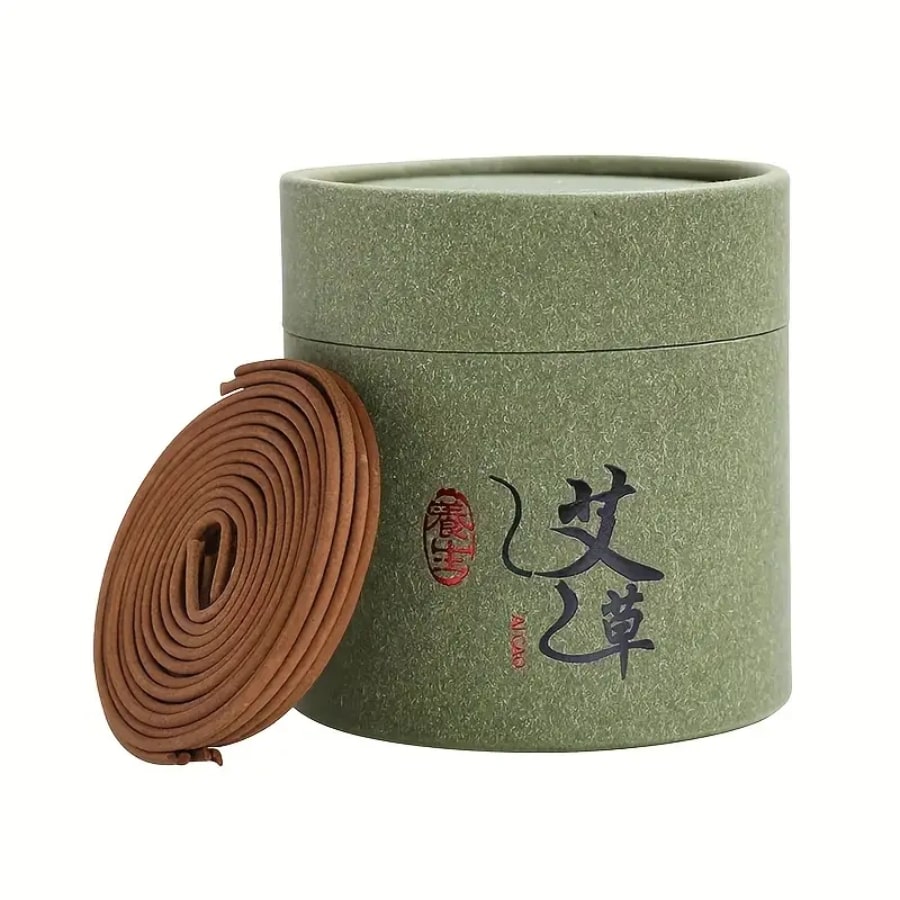 Une boîte d'encens à l'armoise avec une bobine en spirale