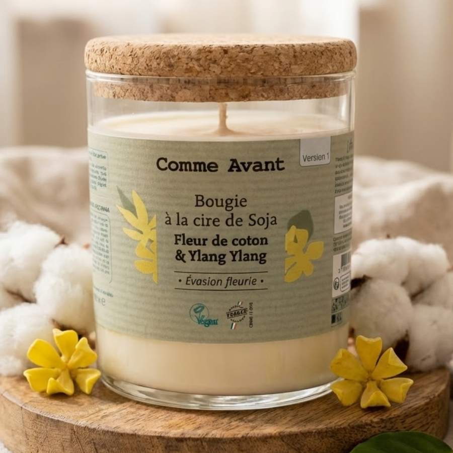 Bougie Cire de Soja - Fleur de coton & Ylang Ylang - Comme Avant