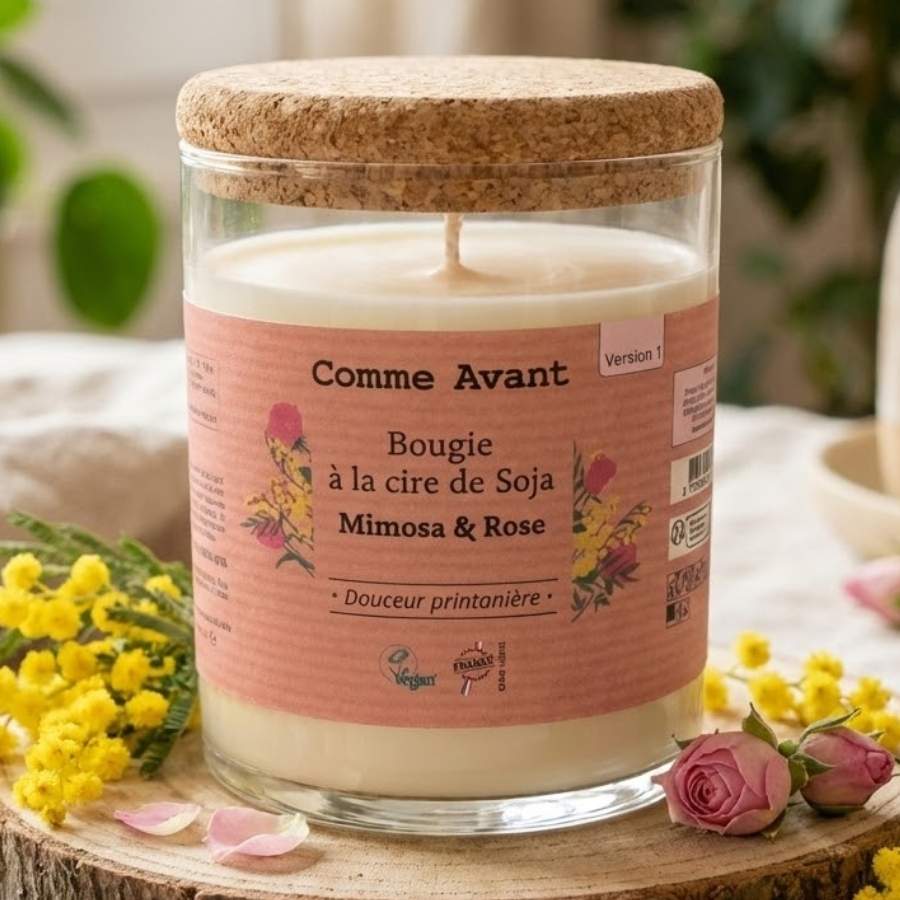 Une Bougie Cire Soja Mimosa Rose de Comme Avant