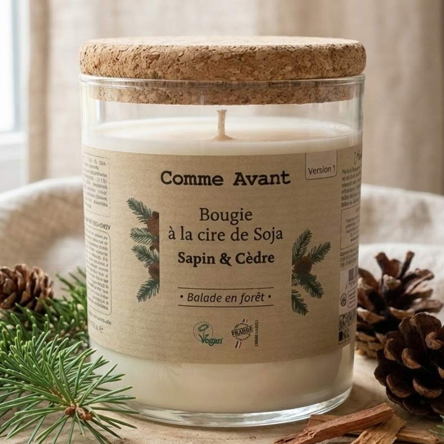Bougie Cire Soja bio Sapin & Cèdre Comme Avant