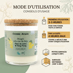 Bougie cire de soja Comme Avant fleur de coton ylang ylang avec guide d'utilisation