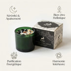 Bougie cire de soja Obsidienne fleurs séchées Hop Hare, bien-être holistique et sérénité