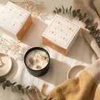 Bougie cire de soja Hope Hare avec fleurs séchées, jasmin et quartz rose, décoration luxe