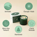 Bougie cire de soja menthe citron jade Hope Hare avec fleurs séchées et bénéfices bien-être