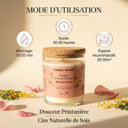 Bougie cire soja Mimosa Rose 190g Comme Avant avec instructions d'utilisation et durée 40-50 heures