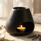 Brûle parfum Scentchips noir allumé avec cire parfumée et lavande séchée