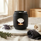 Brûle-parfum dôme noir Scentships avec cire parfumée et décoration minimaliste