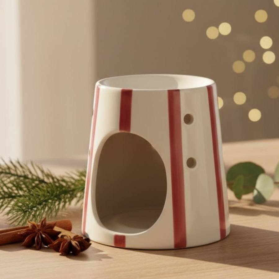 Un Diffuseur Cire Rayé Rouge Scentchips  sur une table