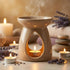 Brûleur en céramique beige - carrés fondants et huiles essentielles