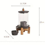 Les dimensions du Brûleur d’encens à reflux en céramique & verre avec support bois