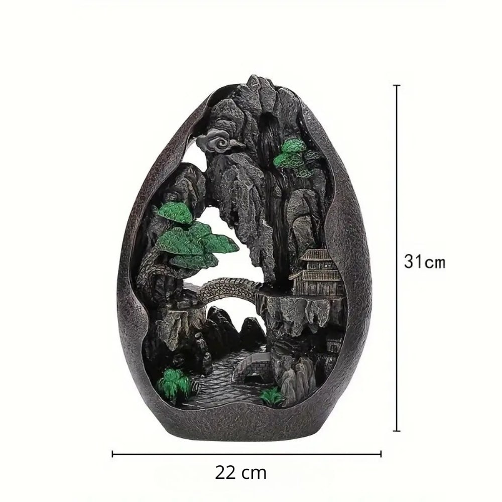 Dimensions du brûleur d'encens à refoulement cascade montagne