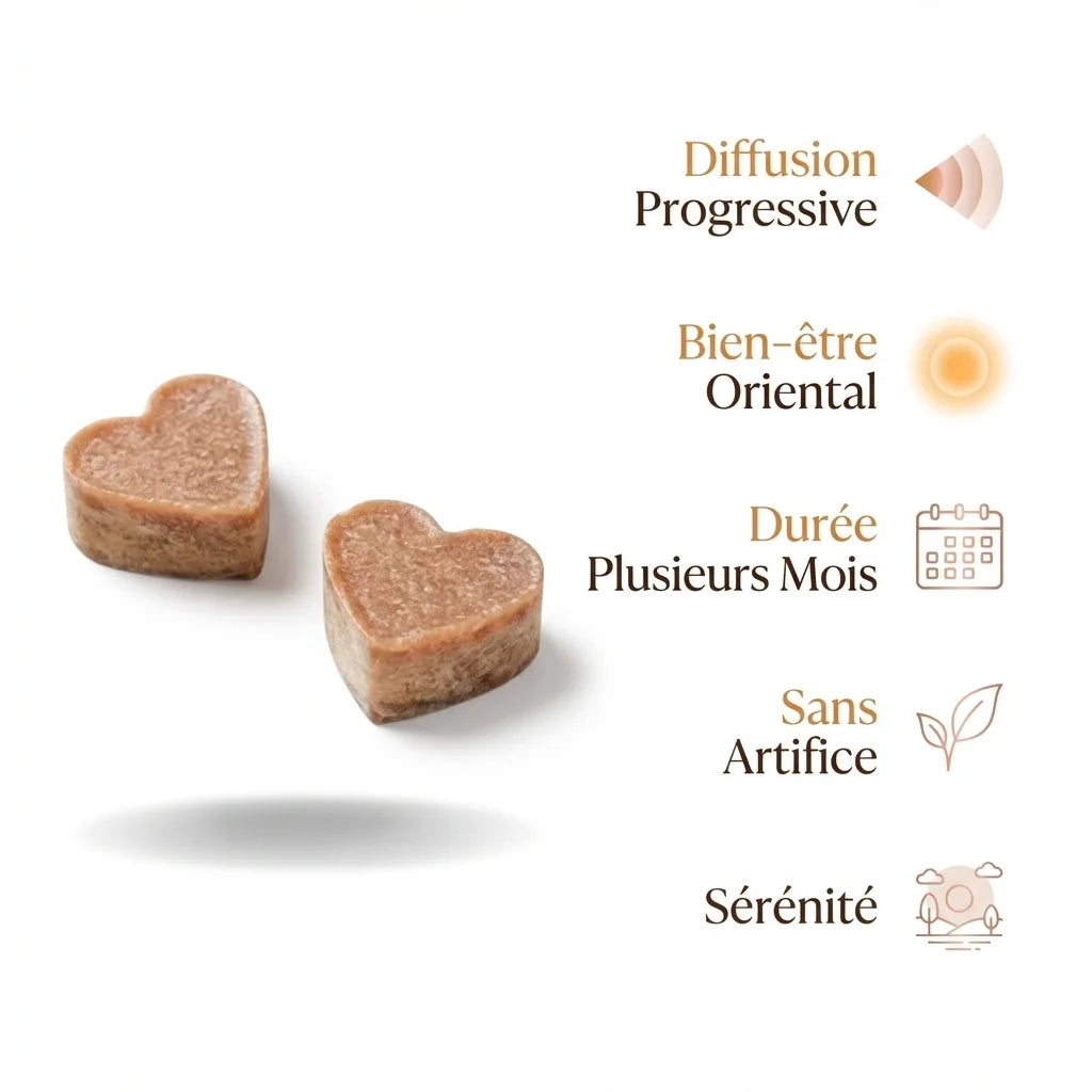 Carré d'Ambre Coeur 50g ByBazz - parfum solide aux bénéfices bien-être oriental et diffusion progressive