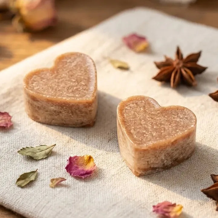 Carré d'Ambre Coeur 50g ByBazz parfum solide artisanal sur lin crème