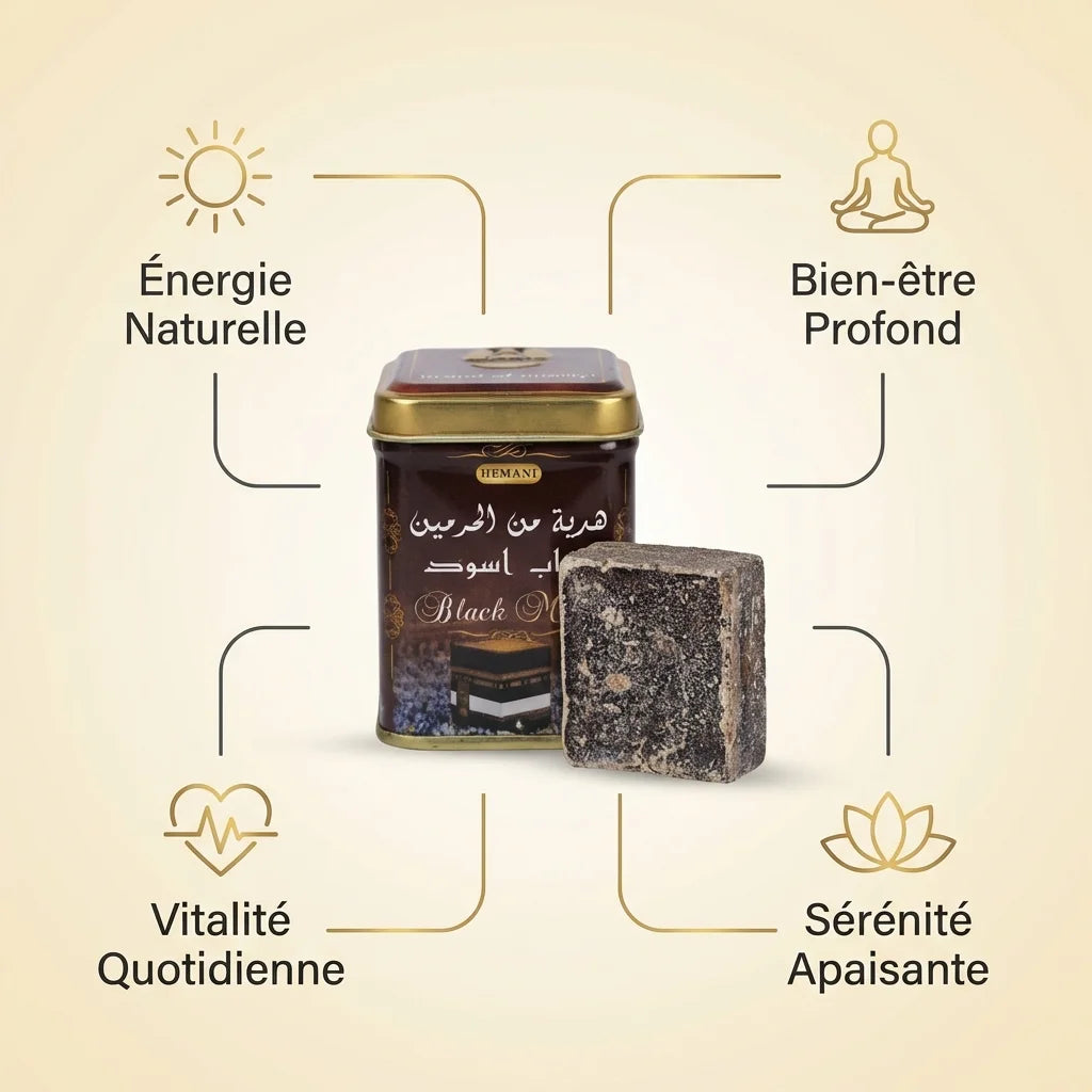 Carré d'Ambre Solide Musc Noir Hemani 30g avec bénéfices bien-être naturel