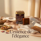 Carré d'Ambre Solide Musc Noir 30g Hemani en boîte luxe avec accessoires premium