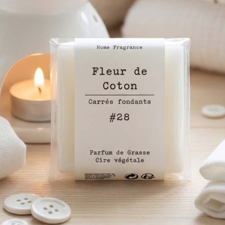 Un paquet de quatre carrés fondants Drake à la senteur Fleur de coton