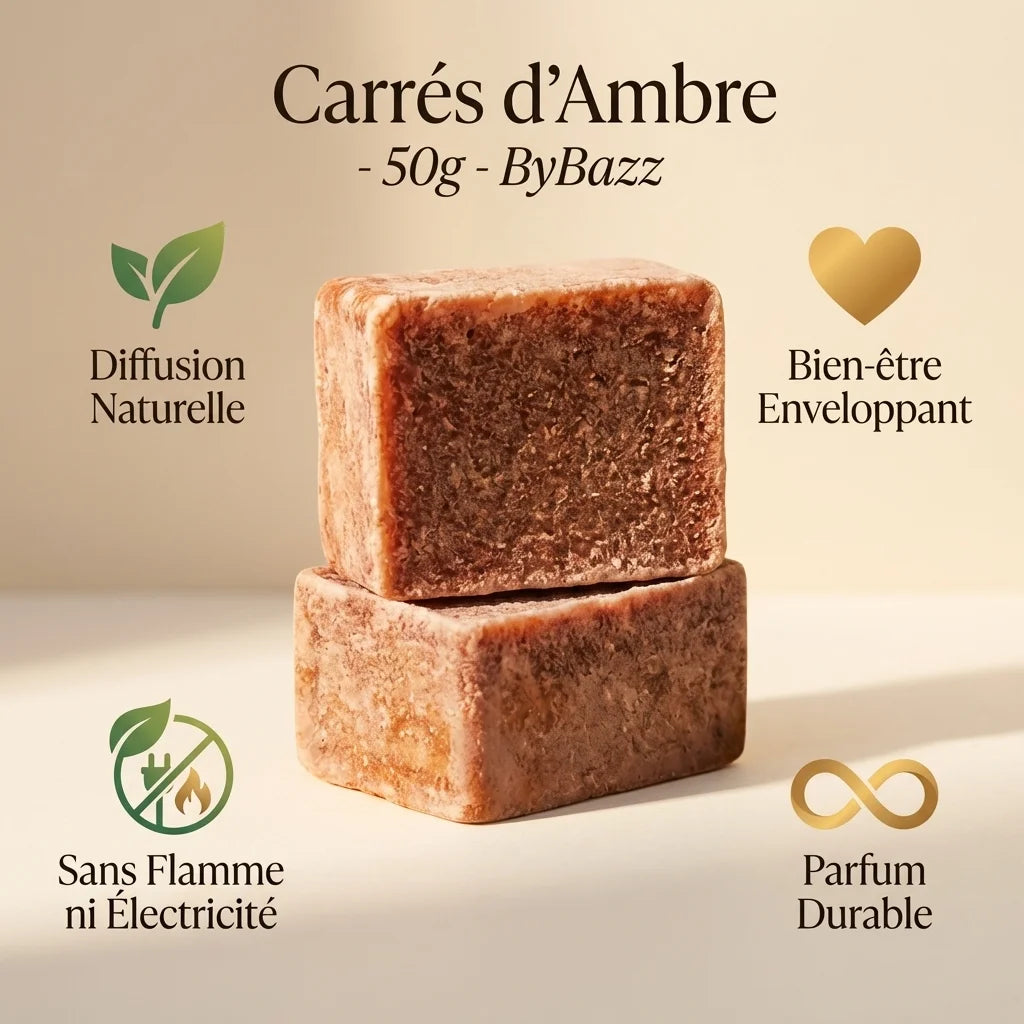 Carrés d'Ambre ByBazz 50g - cubes de résine diffusion naturelle sans flamme