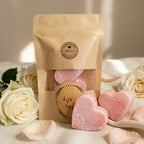 Carrés d'Ambre Lys Coeur ByBazz roses blanches emballage kraft 50g