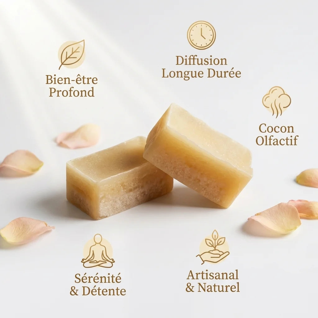 Carrés d'Ambre Vanille ByBazz 50g avec bénéfices bien-être et diffusion longue durée