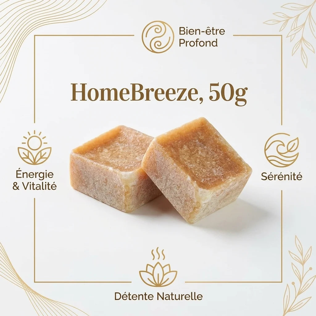 Carrés fondants bois de santal HomeBreeze 50g avec bénéfices bien-être et sérénité naturelle