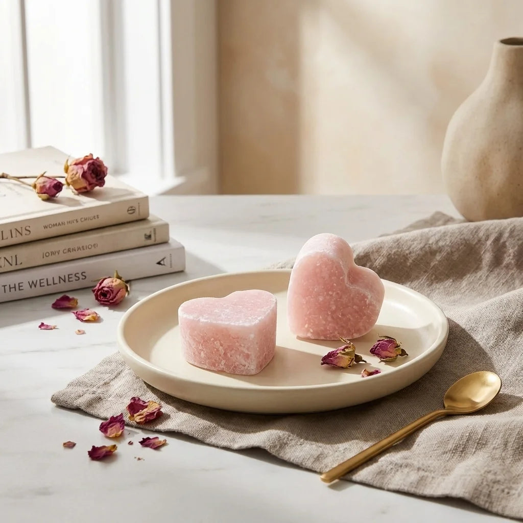 Carrés fondants Ambre Lys cœur rose quartz ByBazz 2x25g