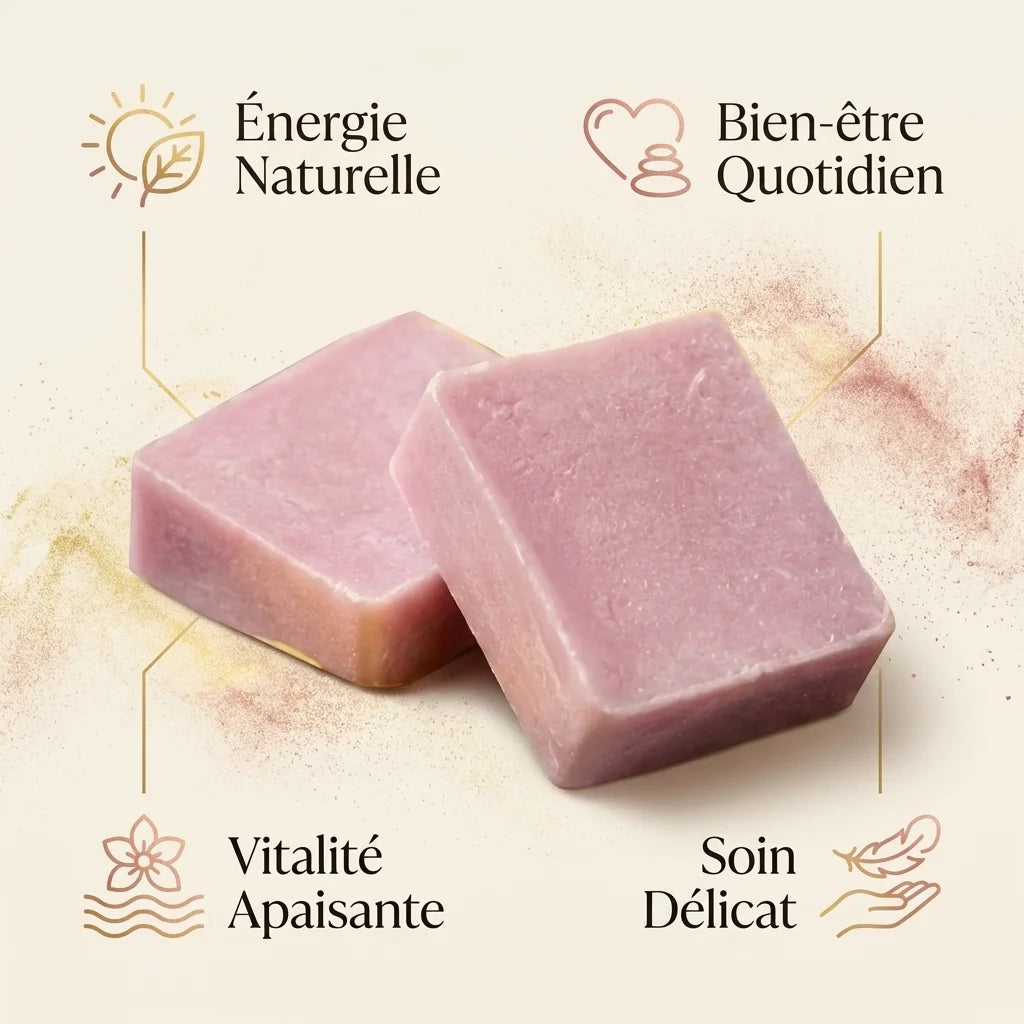 Carrés fondants frangipanier HomeBreeze 50g - savons artisanaux rose avec bénéfices bien-être