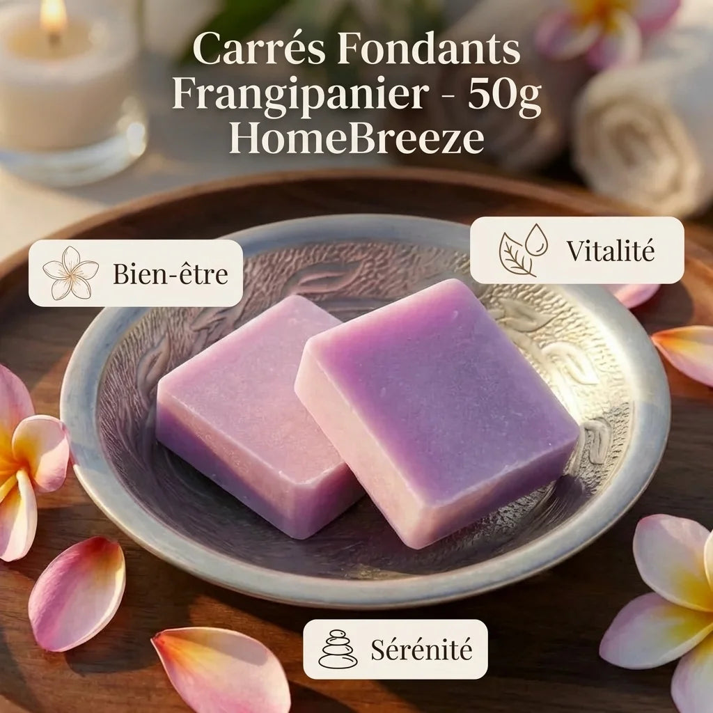 Carrés Fondants Frangipanier HomeBreeze 50g savons bien-être vitalité sérénité