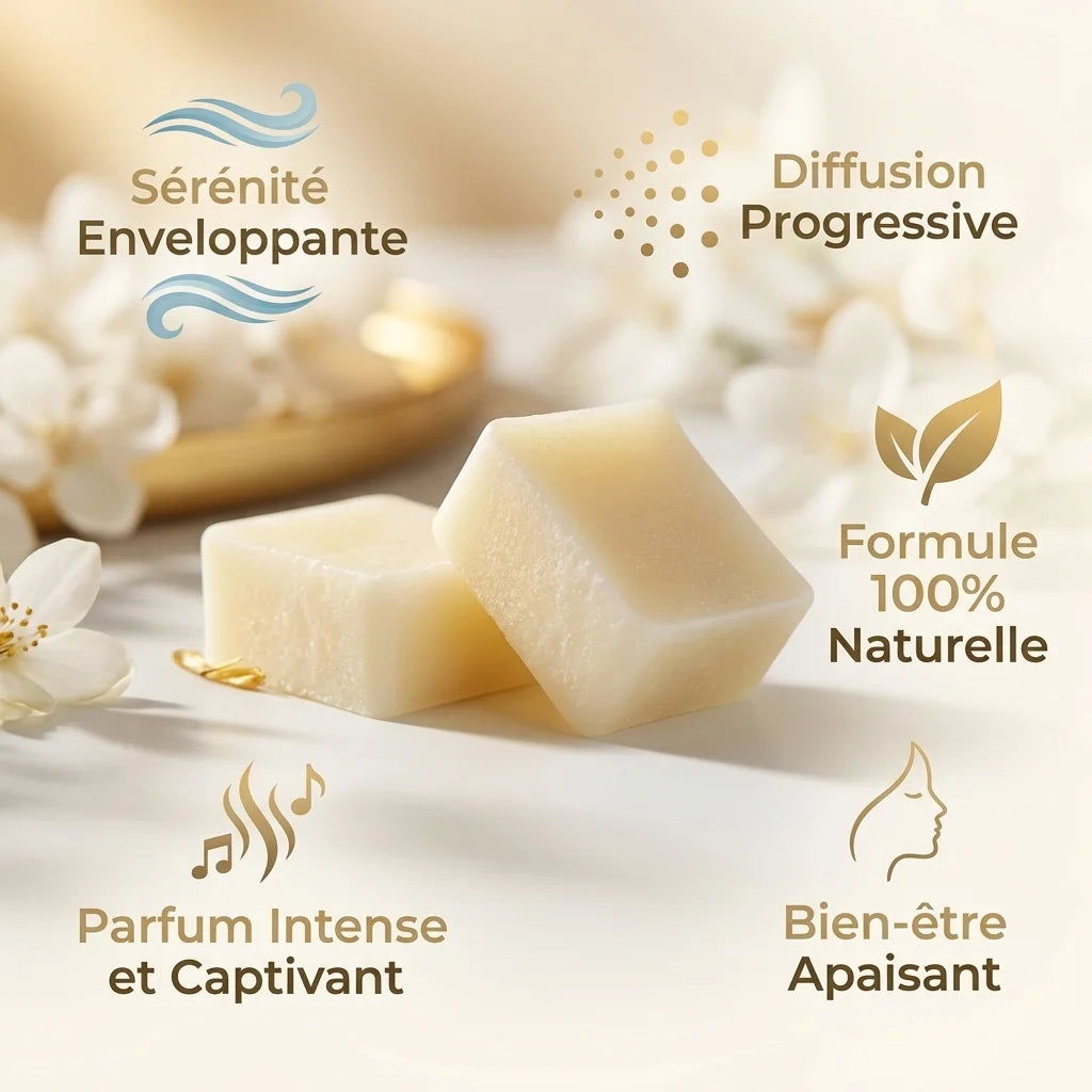 Carrés Fondants Jasmin HomeBreeze 50g avec bénéfices bien-être et diffusion naturelle