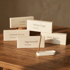 Coffret luxe 10 mini bâtonnets encens 5 parfums avec boîtes et porte-encens bois