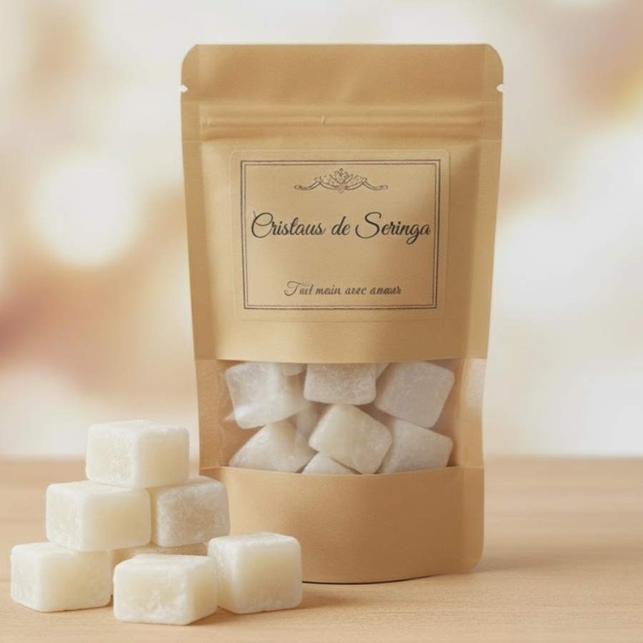 Un sachet kraft de 50 grammes de Cristaux de Seringa Jardin de mon Grand Père