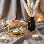 Diffuseur aromatique doré géométrique en céramique avec brûleur élégant et accessoires de décoration