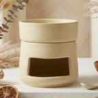 Diffuseur céramique beige pour huiles essentielles et cires, ambiance minimaliste