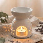 Diffuseur céramique flocon blanc brûleur huiles essentielles ambiance spa wellness