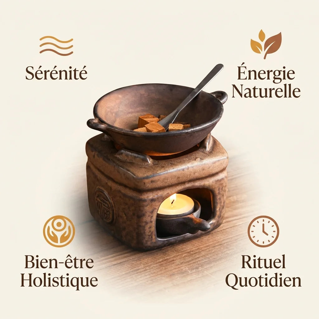 Diffuseur céramique rustique artisanal avec bénéfices bien-être : sérénité, énergie naturelle et rituel quotidien
