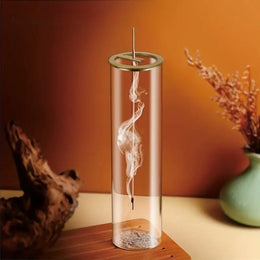 Brûleur Encens Verre Cylindrique Transparent - Design Zen