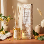 Diffuseur Osmanthus Jardin Secret avec tiges en bois, ambiance décoration maison élégante