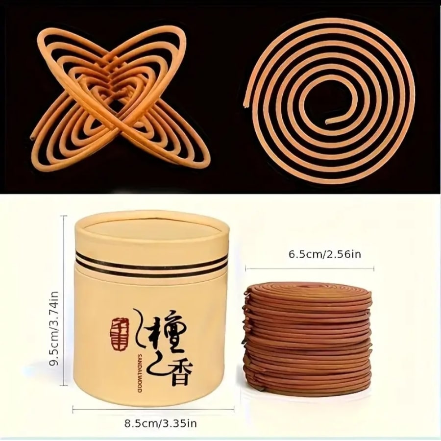 Dimensions d'une boîte d'encens et des spirales d'encens