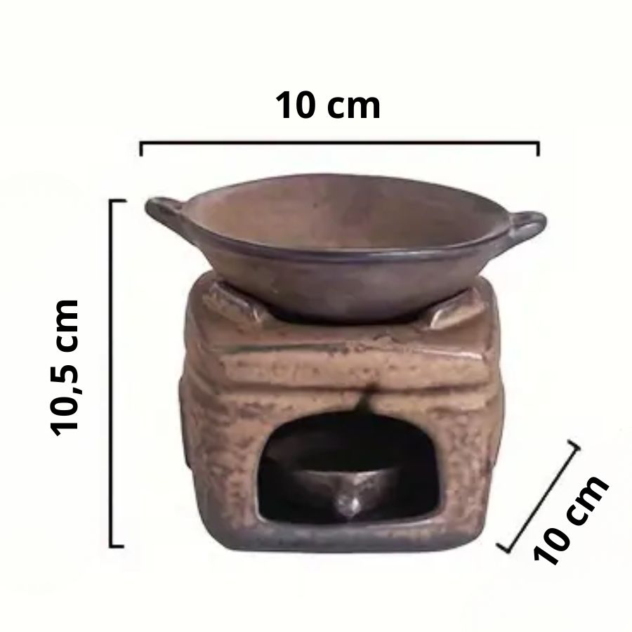 Les dimensions du brûleur d'encens en céramique artisanal Effet pierre