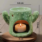 Les dimensions du Brûleur d'Huile Essentielle & Cire en céramique Cactus vert