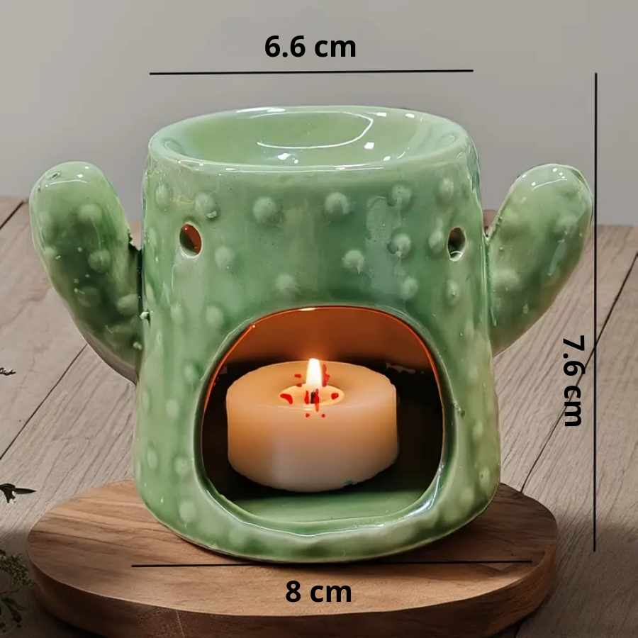 Les dimensions du Brûleur d'Huile Essentielle & Cire en céramique Cactus vert