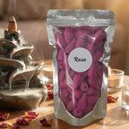 Encens Cascade Rose 60 cônes avec brûleur waterfall et pétales séchés, ambiance méditation aromathérapie