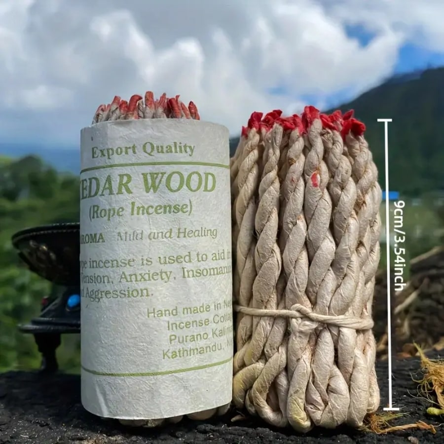 Dimensions de l'encens en corde au cèdre