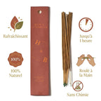 Encens Neem & Citronnelle 10 bâtons naturels roulés à la main, sans chimie, durée 1 heure