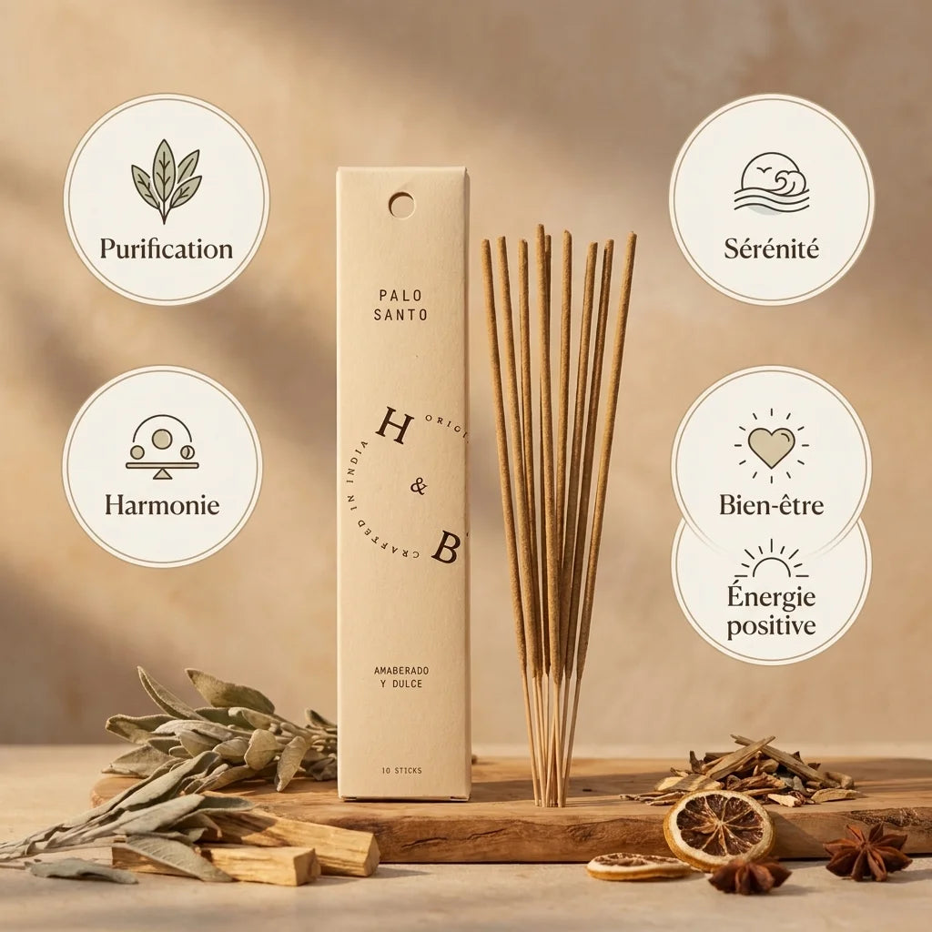 Encens Palo Santo naturel 10 bâtons avec ses bénéfices purification sérénité harmonie bien-être