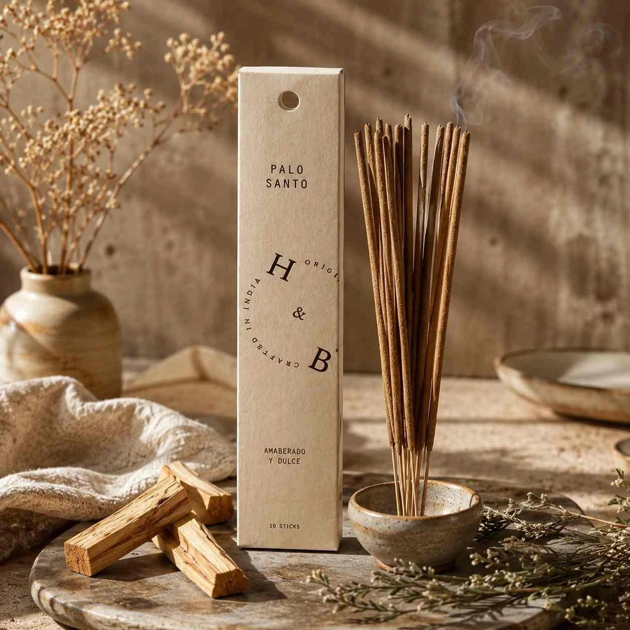 Encens naturel Palo Santo x6 en emballage premium avec bâtons artisanaux
