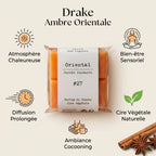 Fondant Ambre Orientale Drake cire végétal colza avec bénéfices bien-être et diffusion prolongée