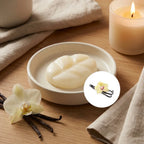 Fondant cire parfumée vanille Scentchips blanc dans un bol en céramique, ambiance chaleureuse