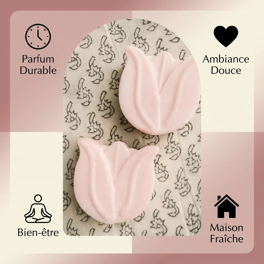 Fondant Tulipe HomeBreeze 15g rose avec bénéfices parfum durable ambiance douce bien-être